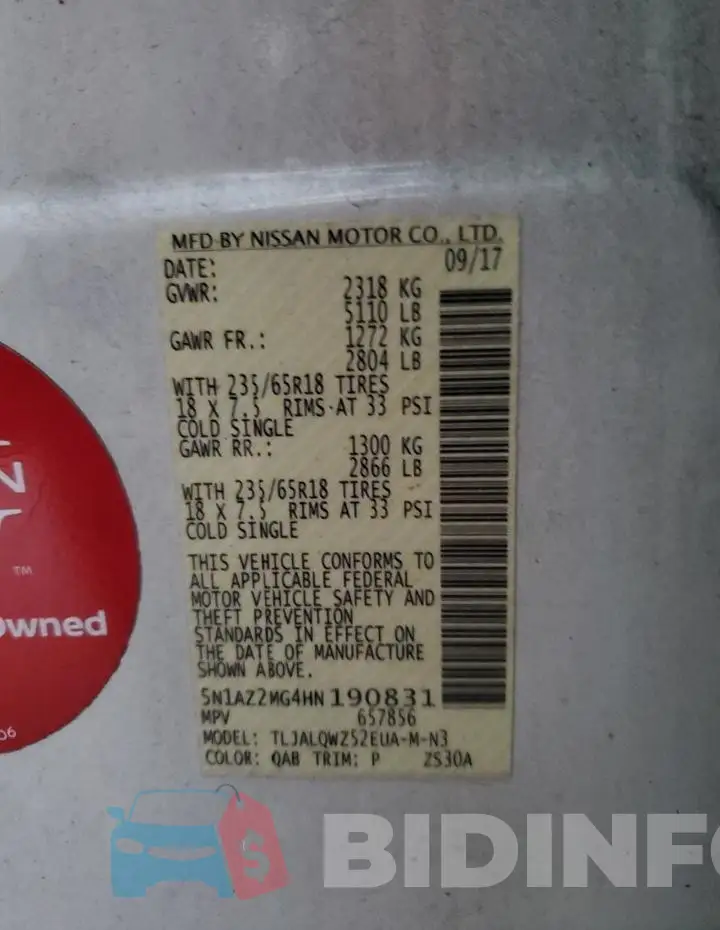 5N1AZ2MG4HN190831 Photo# 14