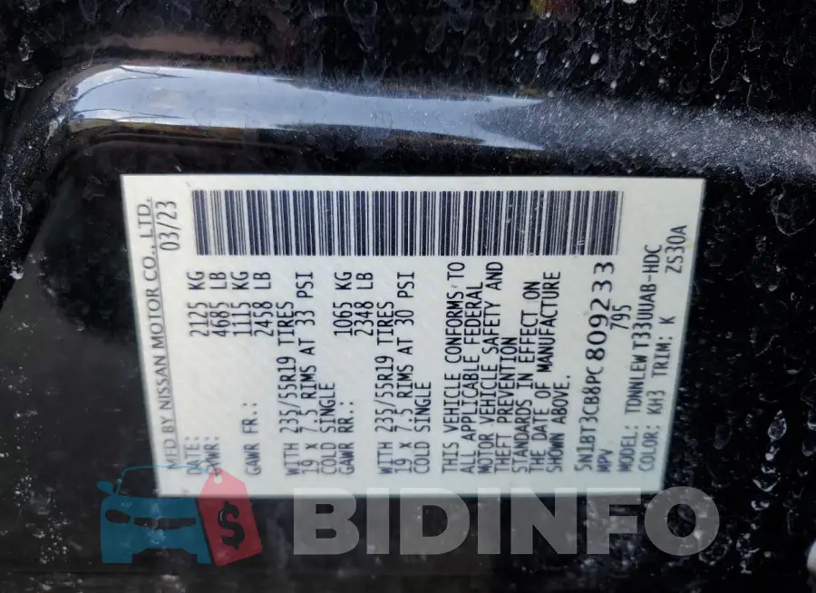 5N1BT3CB8PC809233 Photo# 14