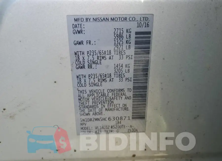 5N1DR2MN5HC630871 Photo# 13