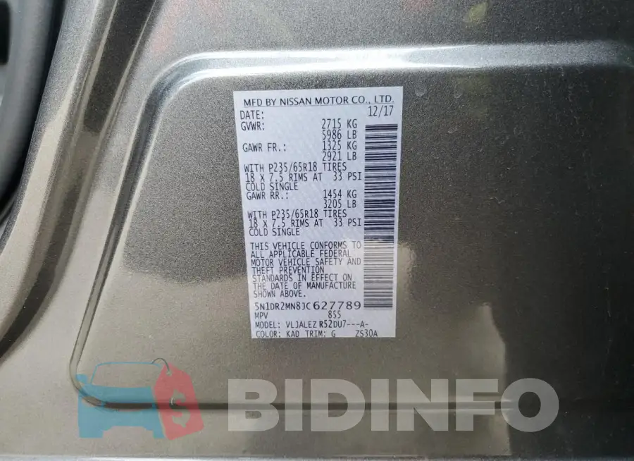 5N1DR2MN8JC627789 Photo# 13