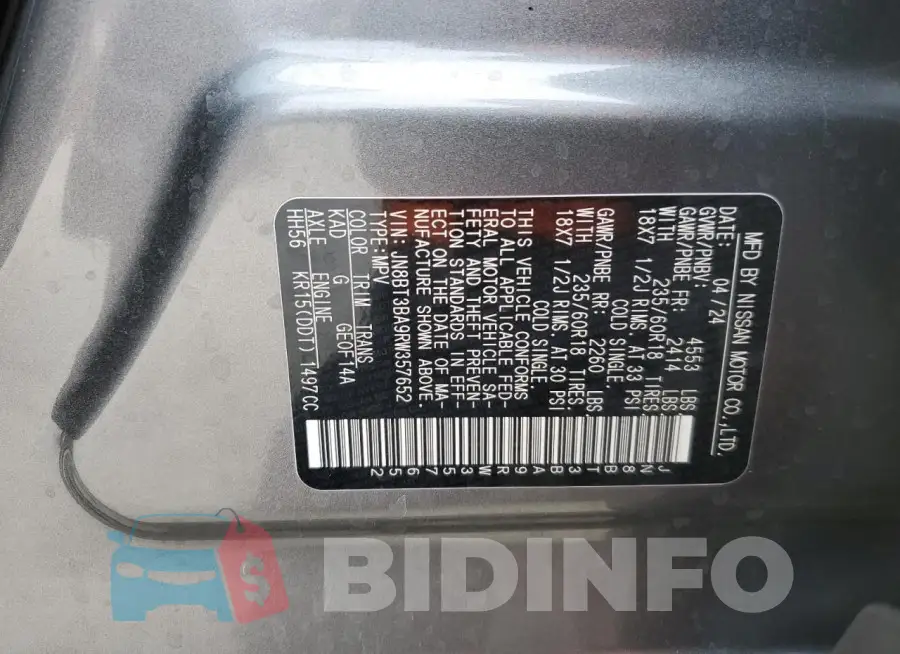 JN8BT3BA9RW357652 Photo# 13