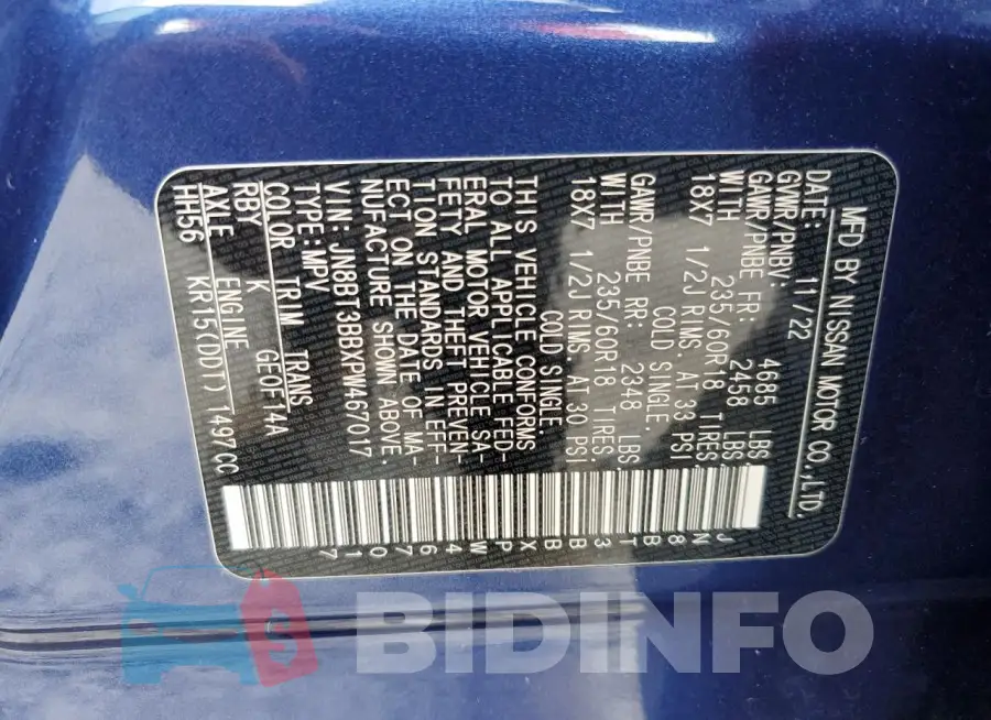 JN8BT3BBXPW467017 Photo# 13