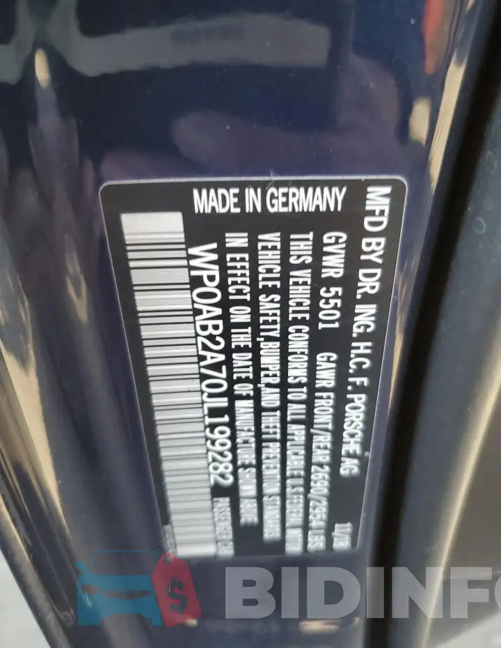 WP0AB2A70JL199282 Photo# 12