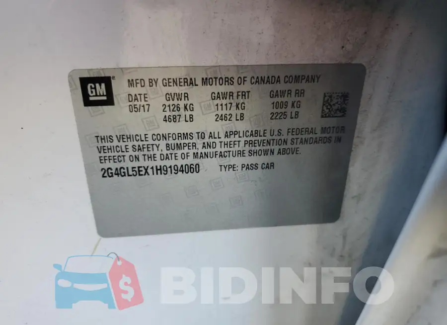 2G4GL5EX1H9194060 Photo# 13