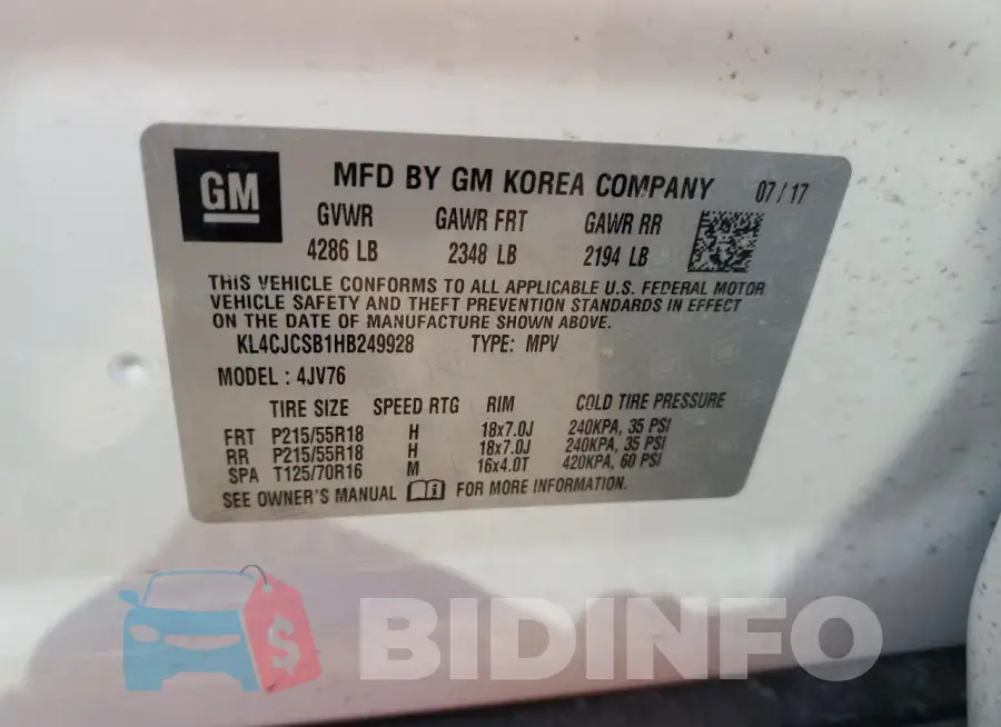 KL4CJCSB1HB249928 Photo# 13