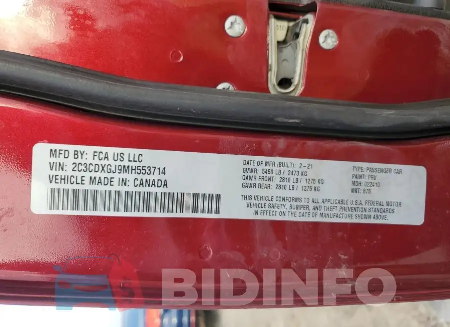 2C3CDXGJ9MH553714 Photo# 12