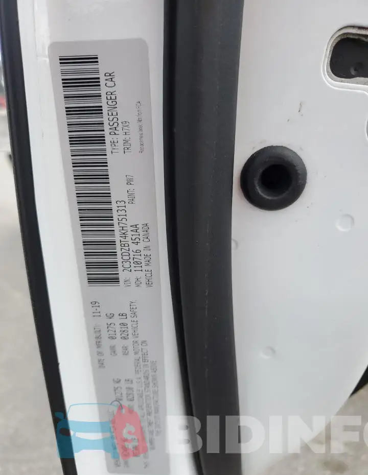 2C3CDZBT4KH751313 Photo# 12