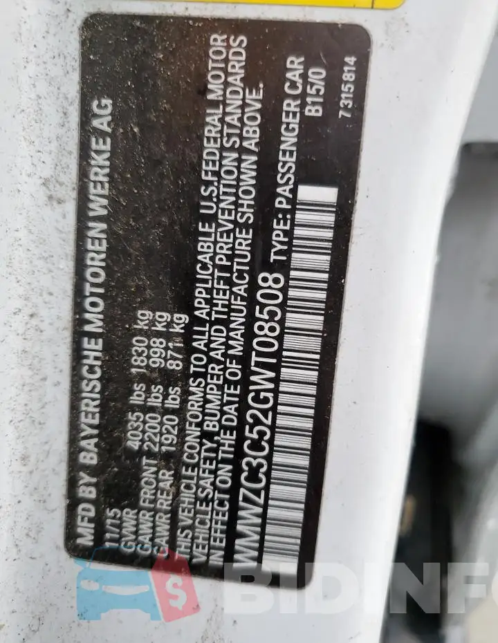 WMWZC3C52GWT08508 Photo# 12