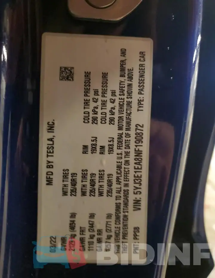 5YJ3E1EA8NF190872 Photo# 12