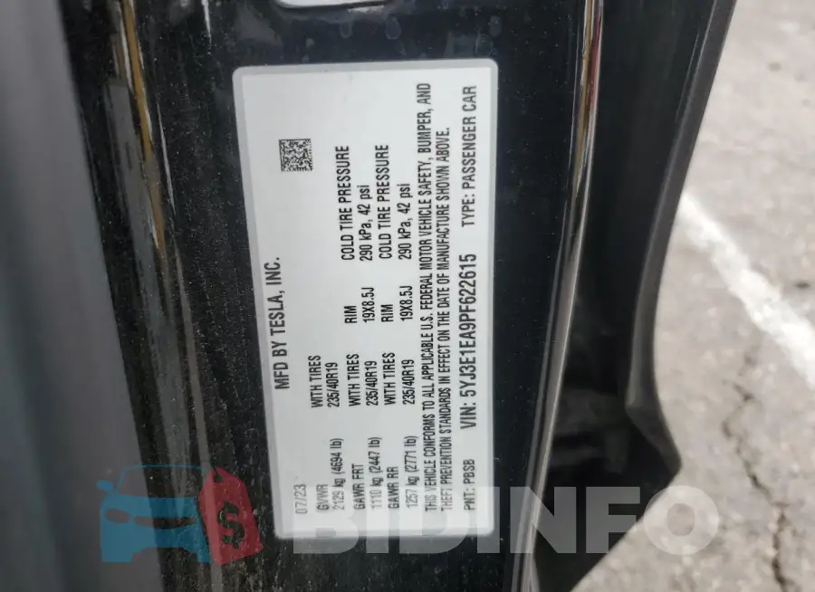 5YJ3E1EA9PF622615 Photo# 13