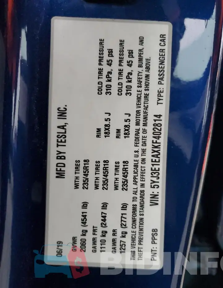 5YJ3E1EAXKF402814 Photo# 12