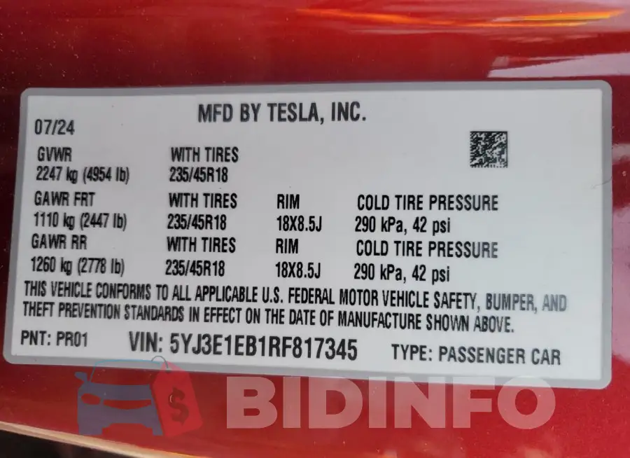 5YJ3E1EB1RF817345 Photo# 13