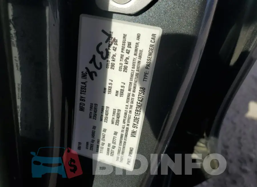 5YJ3E1EB3KF437588 Photo# 12