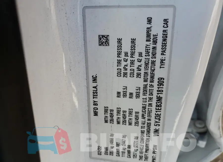 5YJ3E1EB3NF181909 Photo# 12
