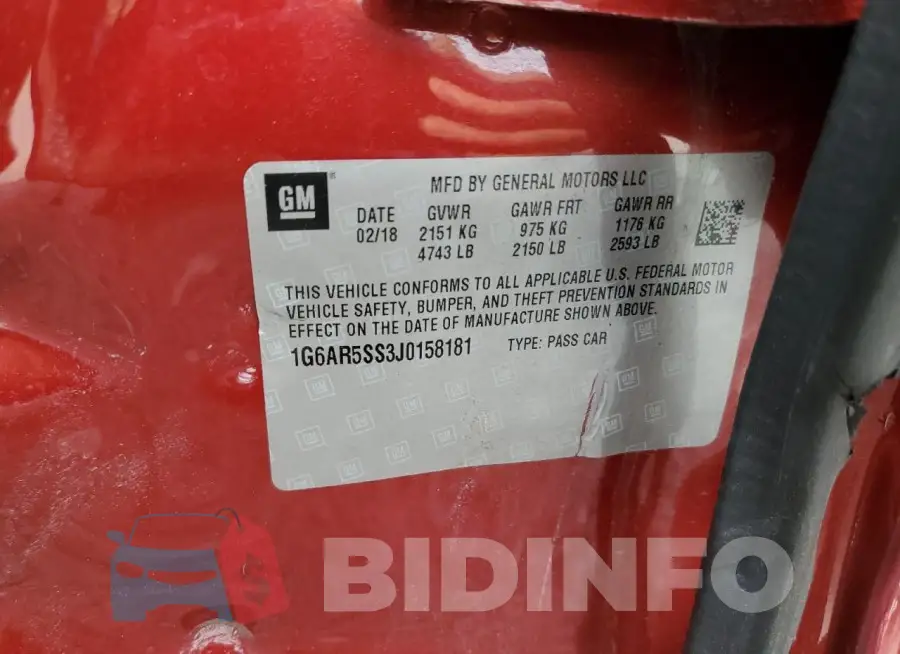 1G6AR5SS3J0158181 Photo# 12