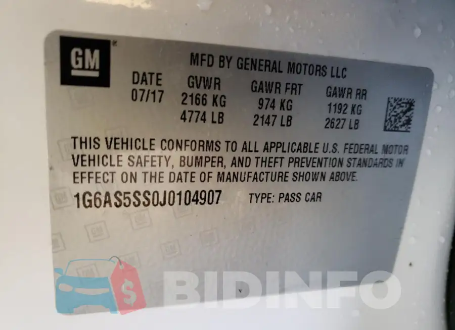 1G6AS5SS0J0104907 Photo# 12