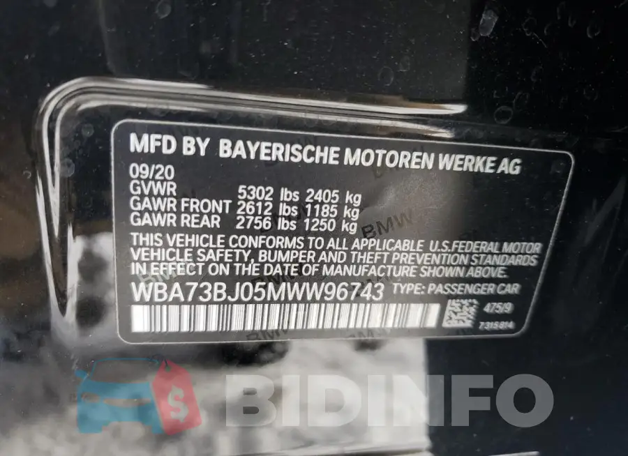 WBA73BJ05MWW96743 Photo# 12
