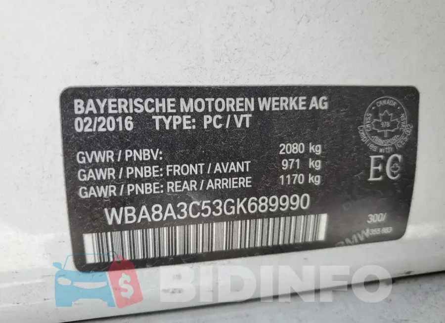 WBA8A3C53GK689990 Photo# 13