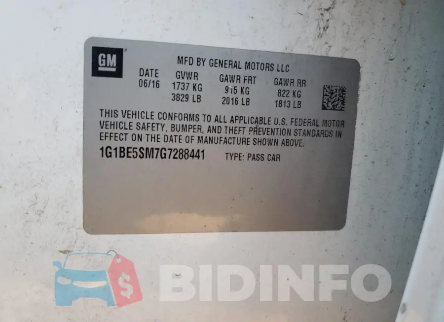 1G1BE5SM7G7288441 Photo# 12
