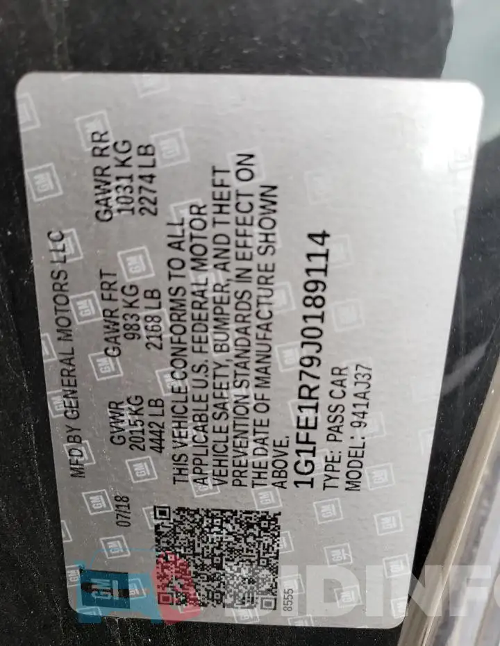 1G1FE1R79J0189114 Photo# 12