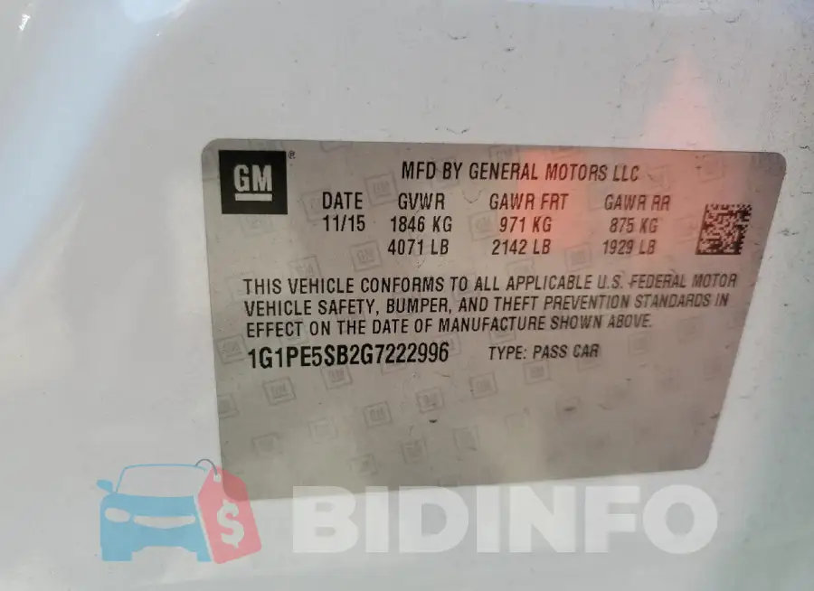1G1PE5SB2G7222996 Photo# 12