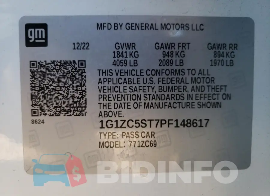 1G1ZC5ST7PF148617 Photo# 13