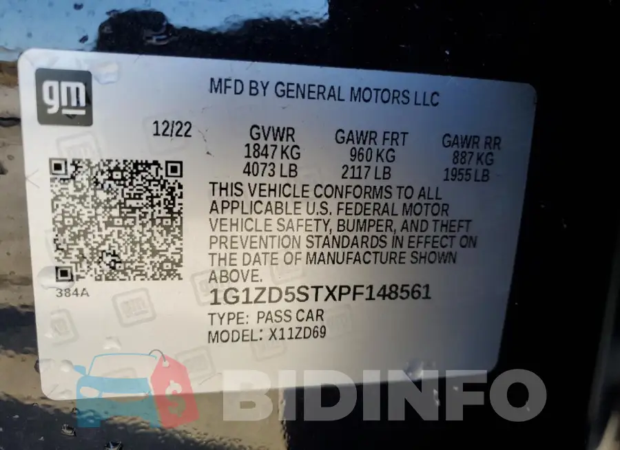 1G1ZD5STXPF148561 Photo# 13
