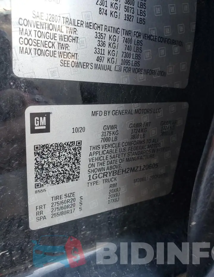1GCRYBEH2MZ120605 Photo# 12