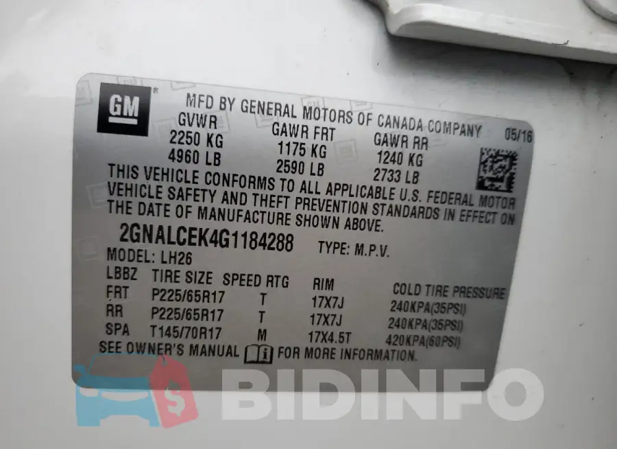 2GNALCEK4G1184288 Photo# 13