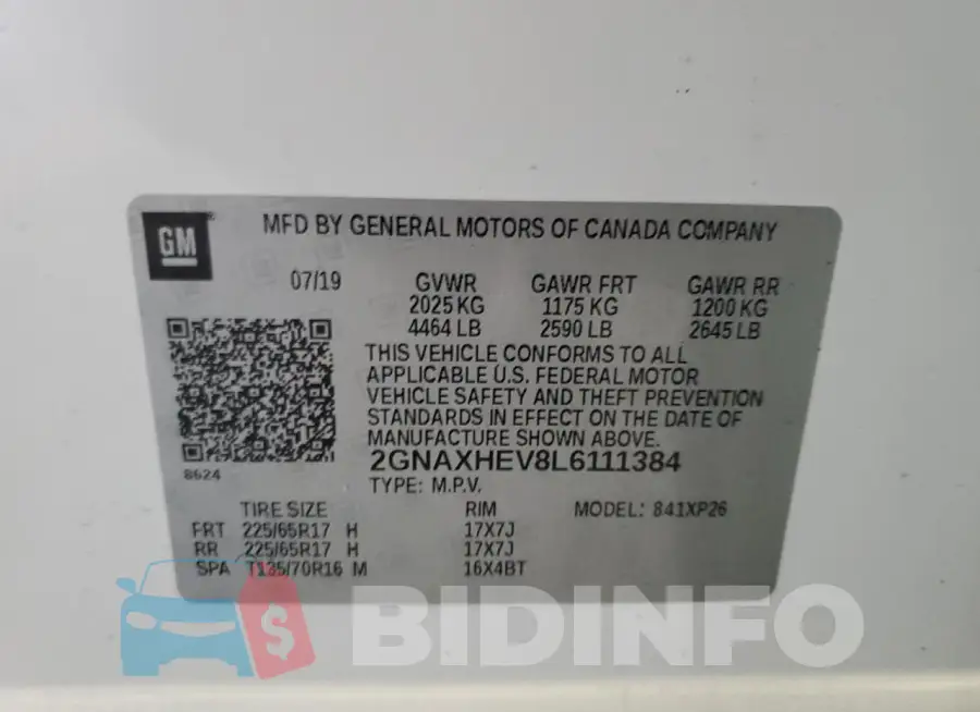 2GNAXHEV8L6111384 Photo# 13