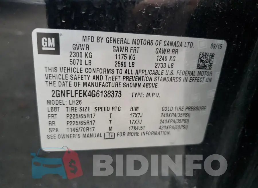 2GNFLFEK4G6138373 Photo# 13