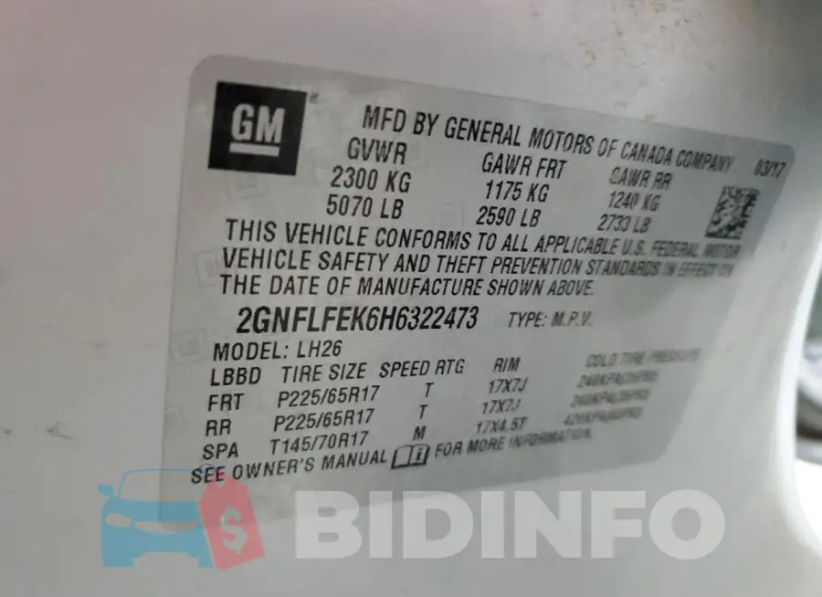 2GNFLFEK6H6322473 Photo# 13
