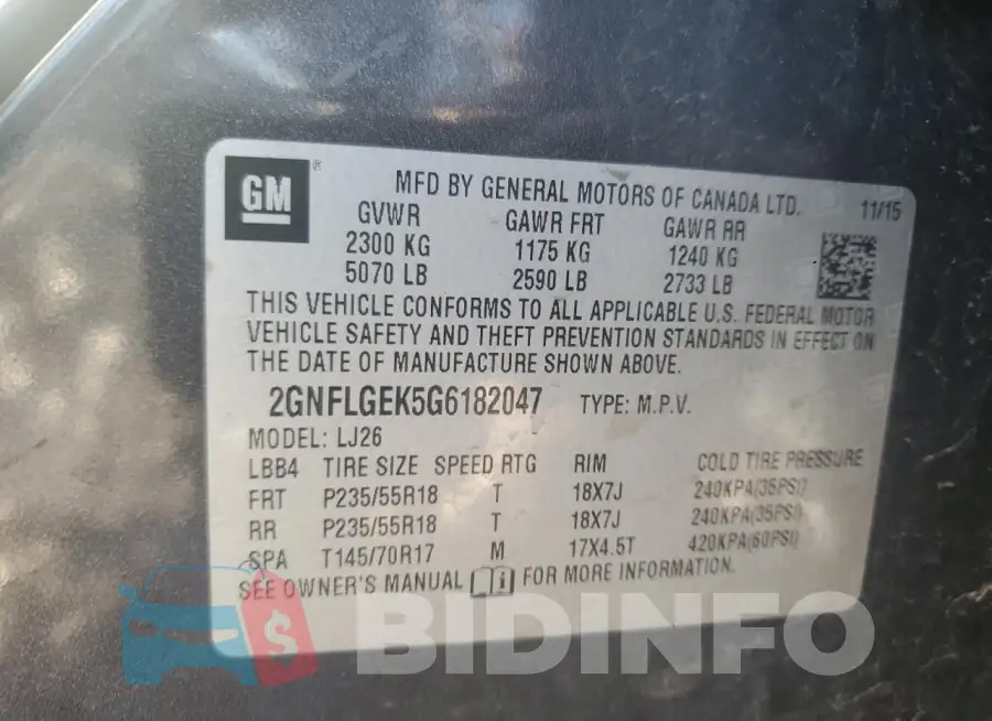 2GNFLGEK5G6182047 Photo# 13