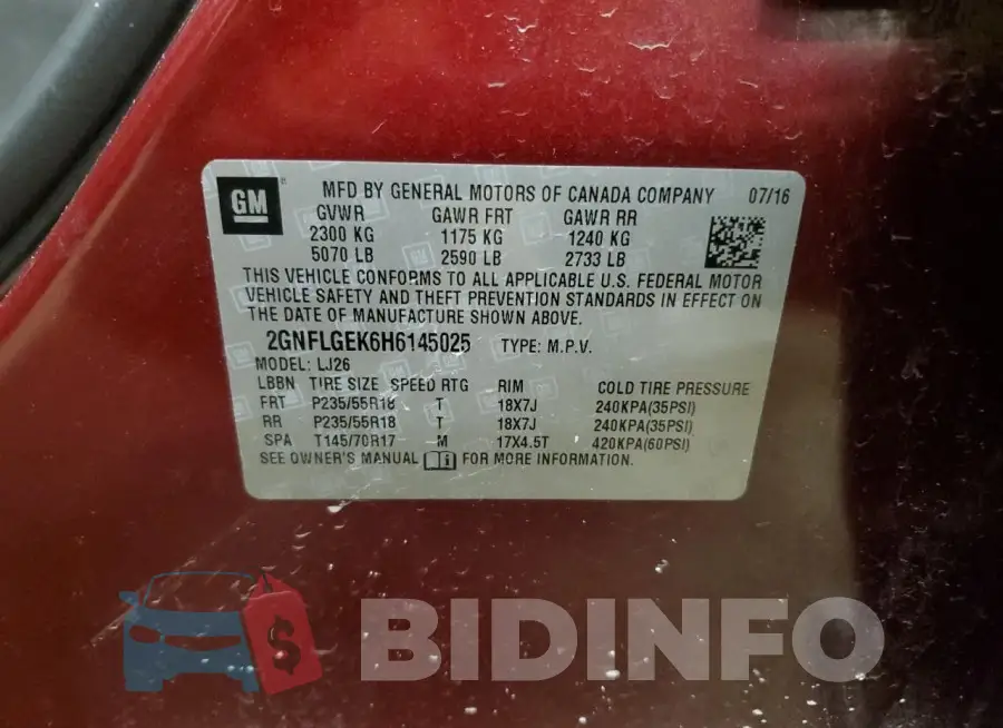 2GNFLGEK6H6145025 Photo# 13