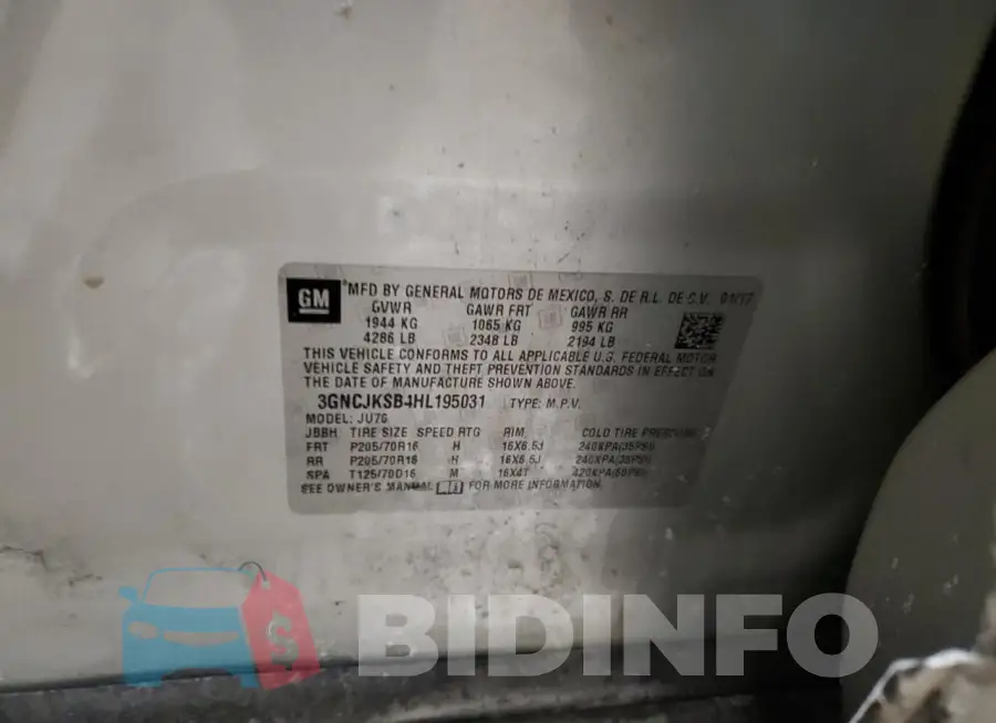 3GNCJKSB4HL195031 Photo# 13