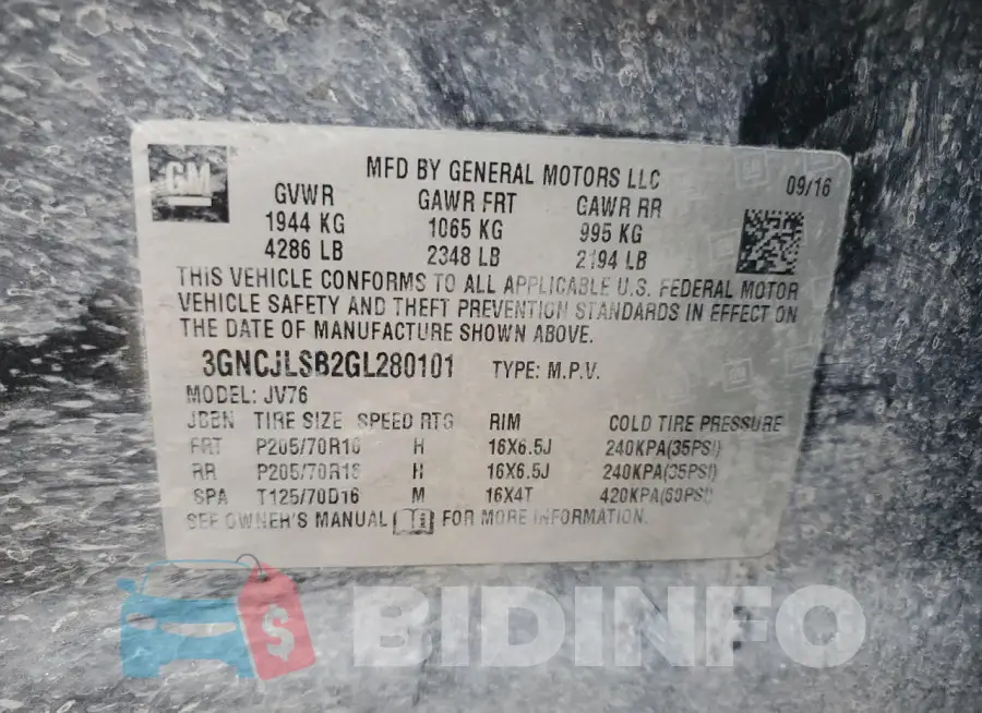3GNCJLSB2GL280101 Photo# 12