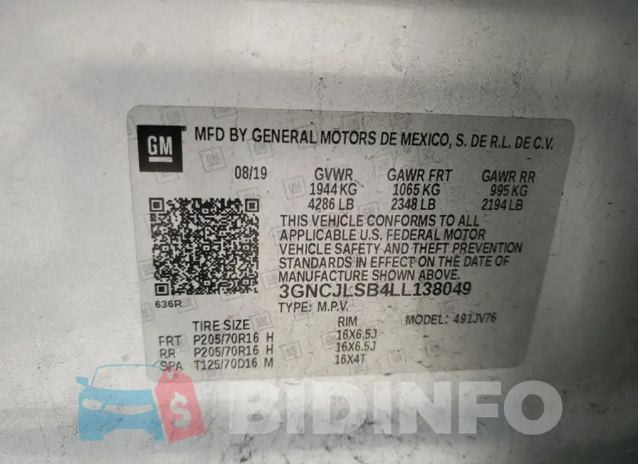 3GNCJLSB4LL138049 Photo# 13