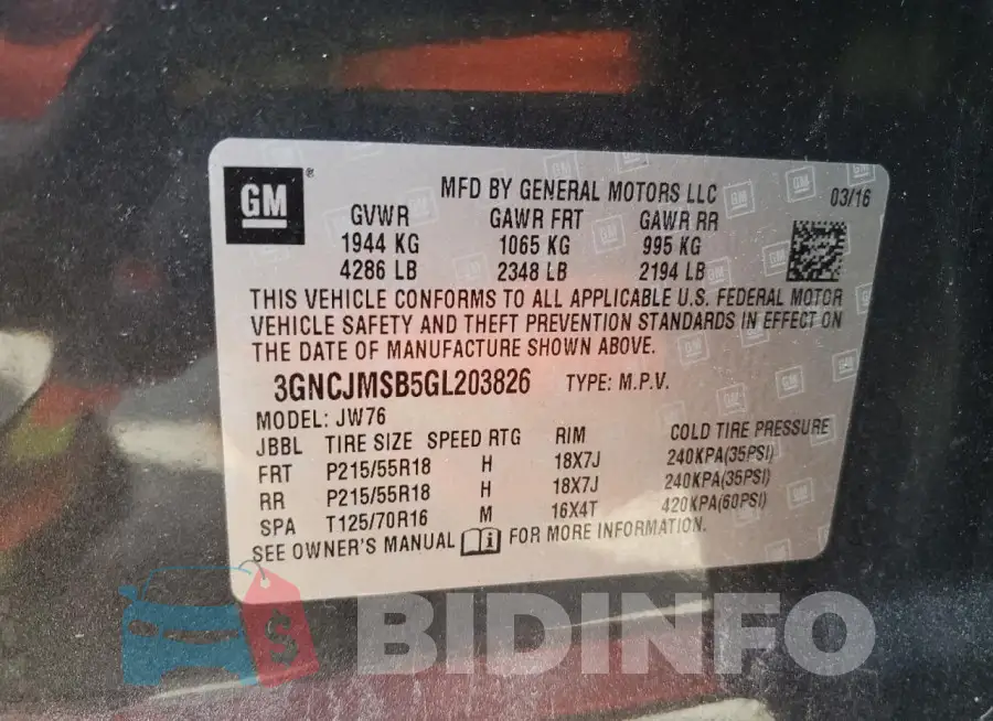 3GNCJMSB5GL203826 Photo# 14
