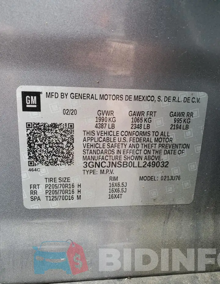 3GNCJNSB0LL249032 Photo# 12