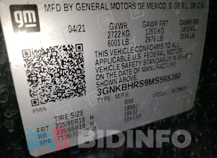 3GNKBHRS9MS565360 Photo# 13