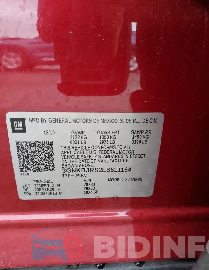 3GNKBJRS2LS611164 Photo# 13