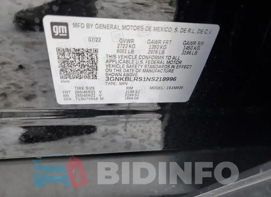 3GNKBLRS1NS218996 Photo# 12