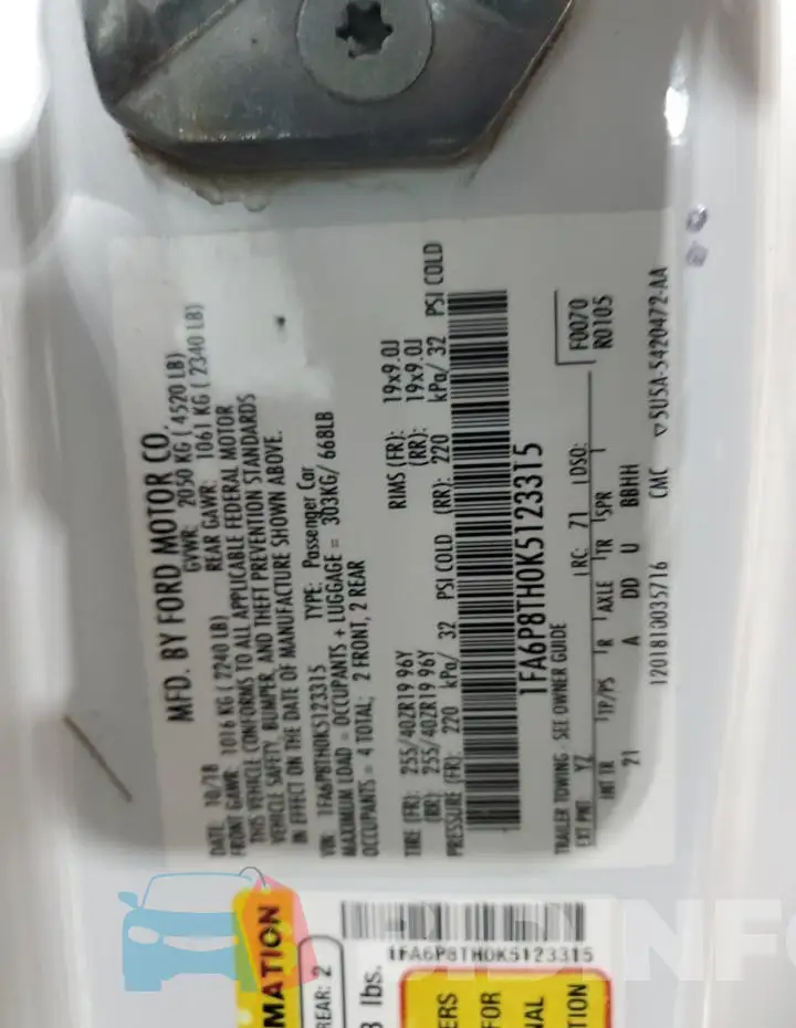 1FA6P8TH0K5123315 Photo# 13