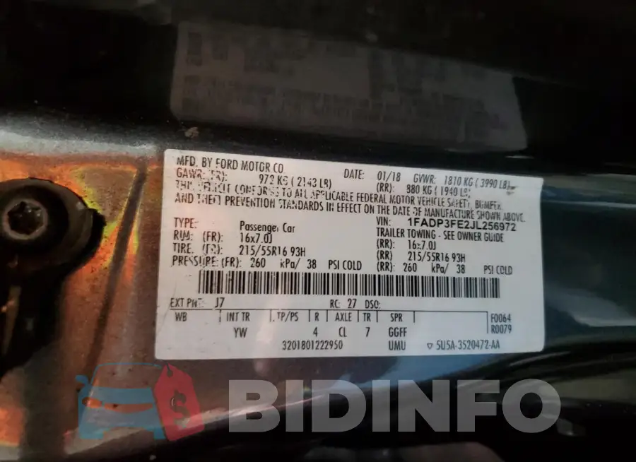 1FADP3FE2JL256972 Photo# 12