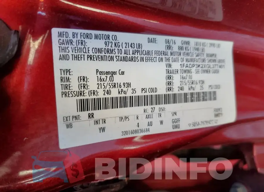 1FADP3K2XGL377401 Photo# 12