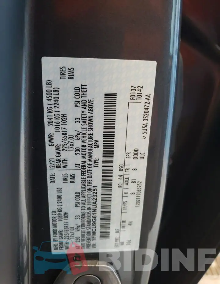 1FMCU9G61NUA23251 Photo# 13