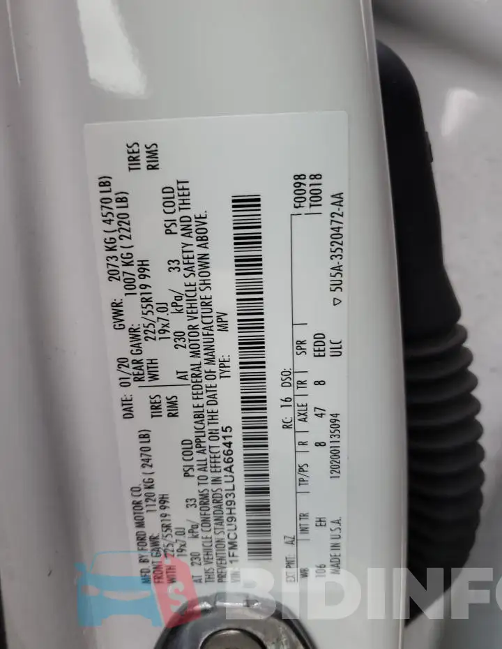 1FMCU9H93LUA66415 Photo# 13