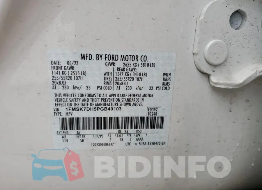 1FMSK7DH5PGB40103 Photo# 14
