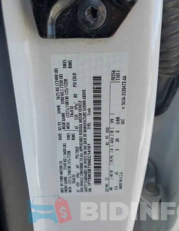 1FT8W3BT5NEC14101 Photo# 12