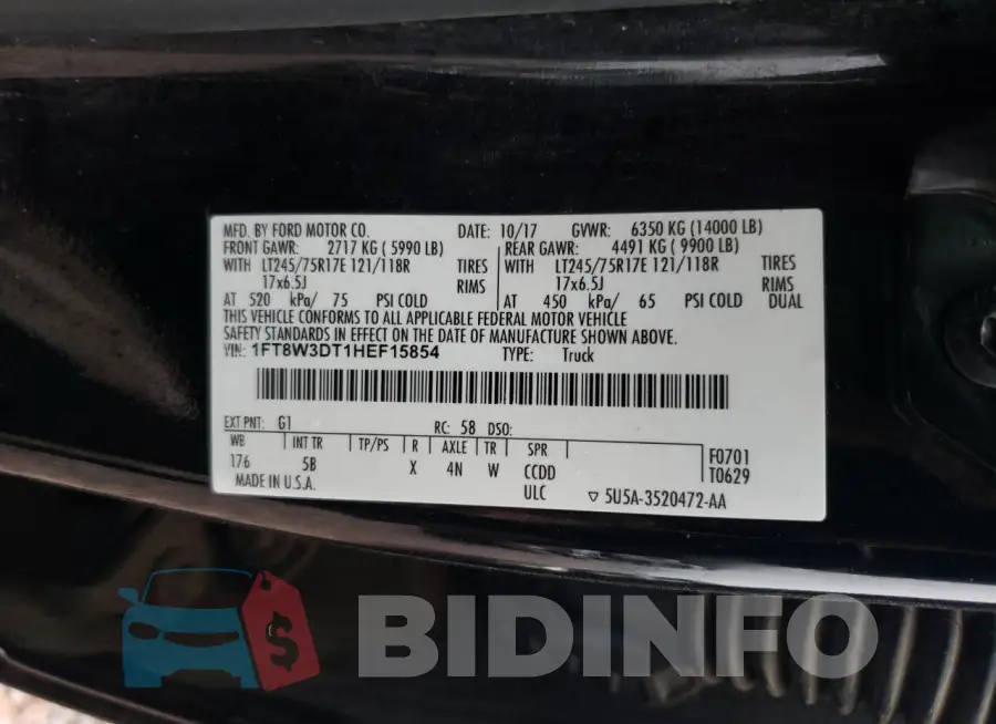 1FT8W3DT1HEF15854 Photo# 12